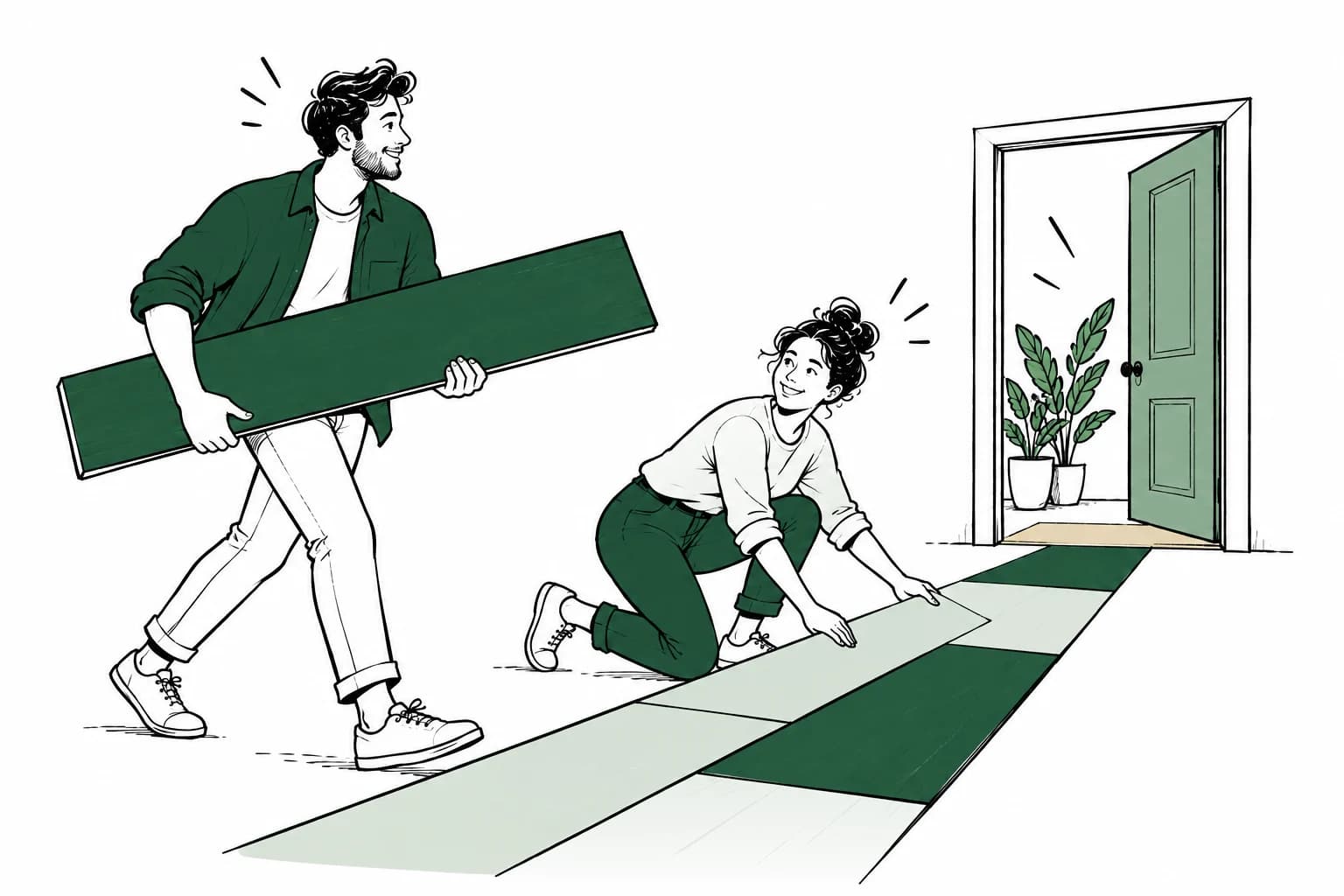 Flooring remodeling illustration